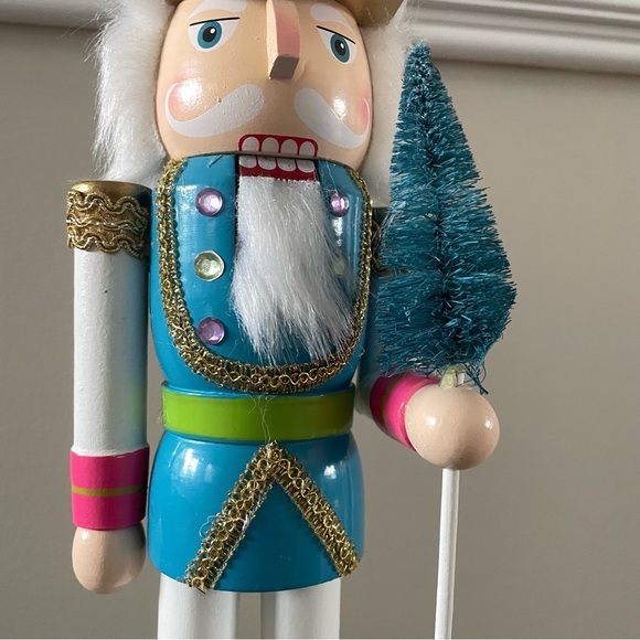 Colorful Nutcracker Blue Pink Green Jeweled Bottlebrush Tree 15” - Picture 3 of 8